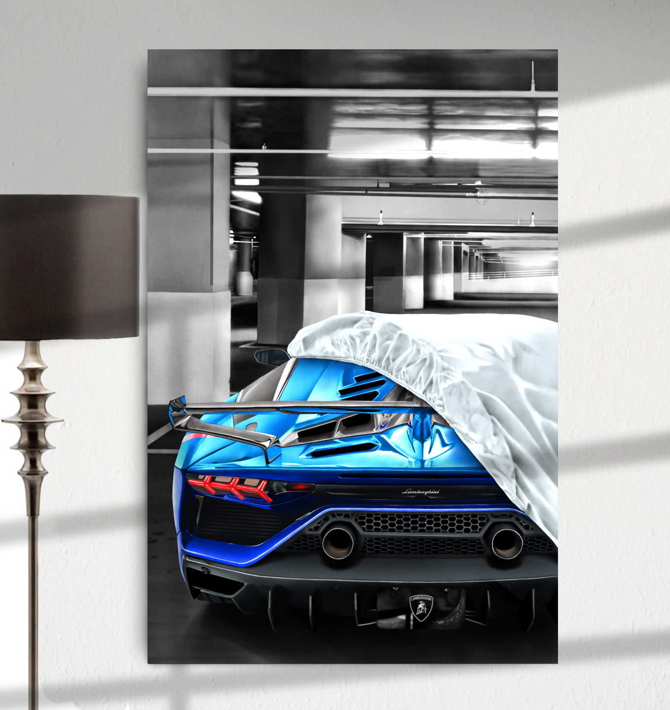 Half-exposed Bluesuper car